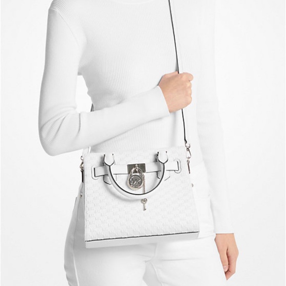 Michael Kors Hamilton Small Logo Embossed Washed Denim Satchel Crossbody 
NWT - Picture 3 of 16